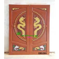 ประตูไม้สักบานคู่ รหัส DD201
